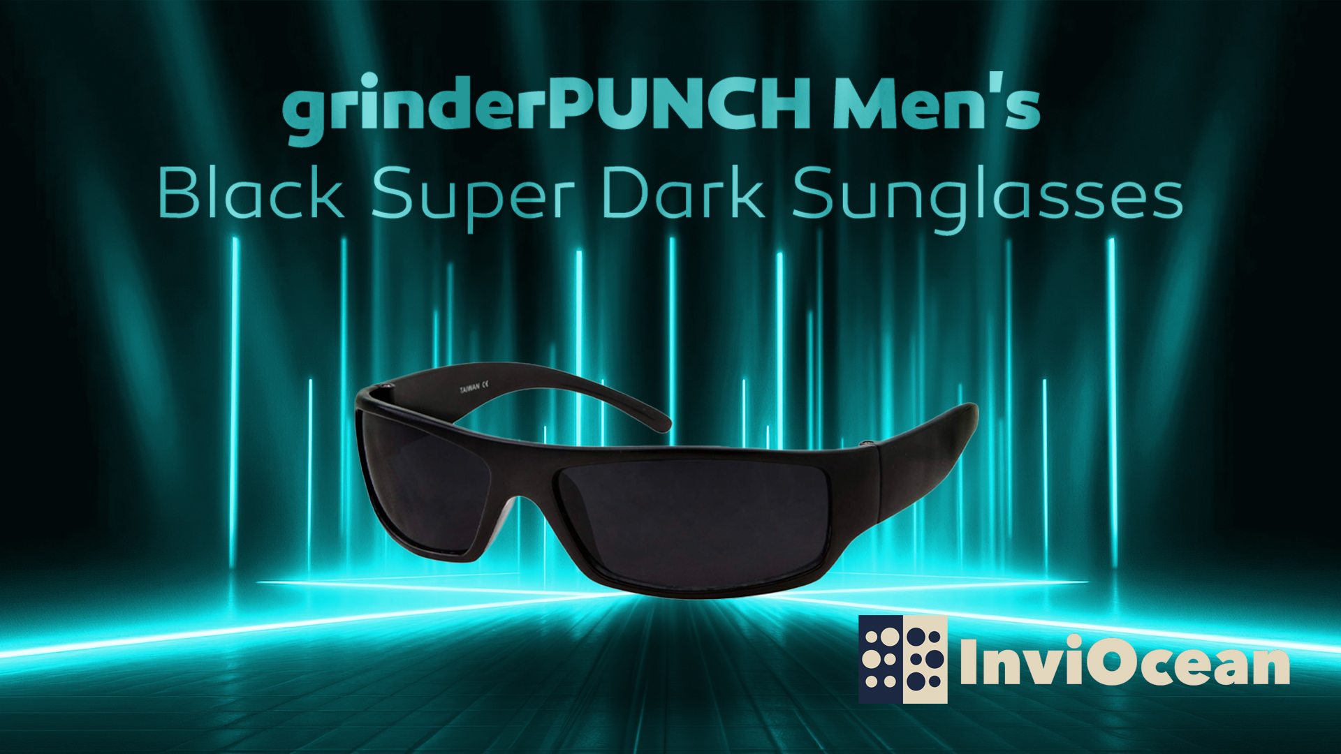grinderPUNCH Men's Black Super Dark Sunglasses