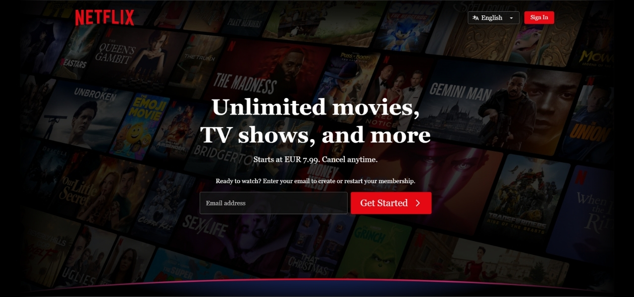 netflix main page screenshot